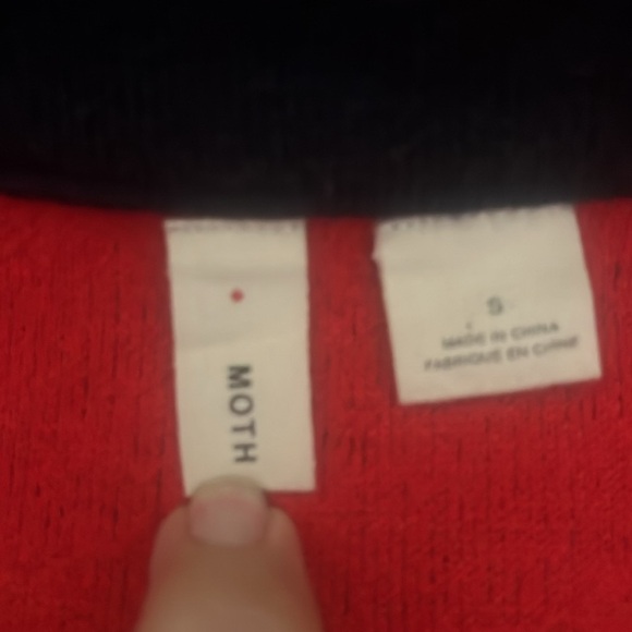 Anthro Moth Anthropologie Navy/Red Amoruso Cardigan Jacket Size S - Picture 8 of 9